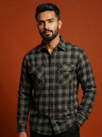 rugged nap | black checked shirt