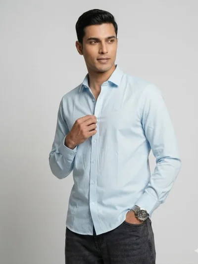 Essentials | ICE BLUE  Enriched Cotton Shirt